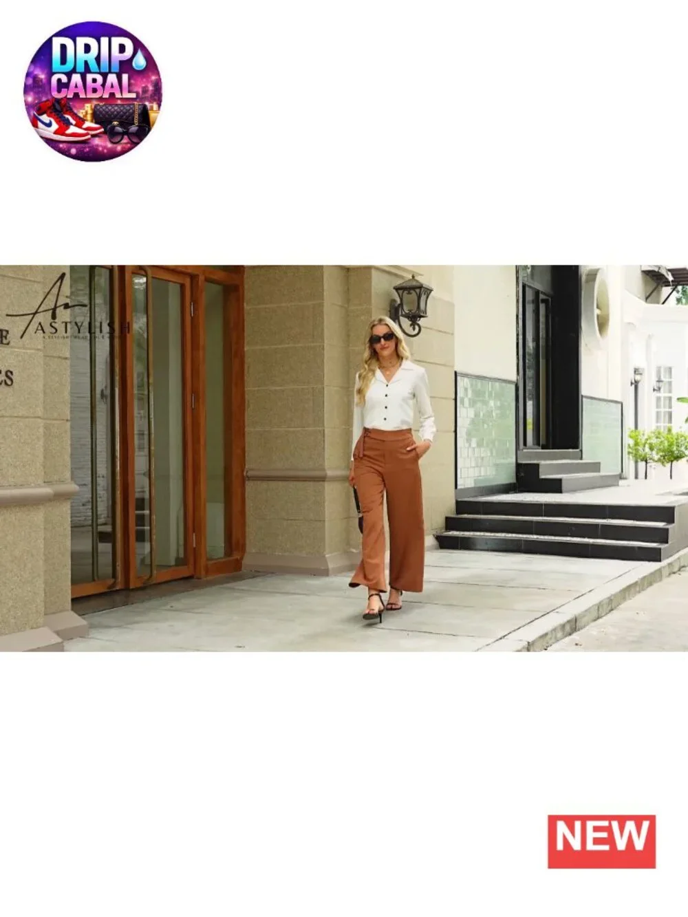 High Waisted Wide Leg Work Pants Women Business Casual Slacks w Pockets & Belt